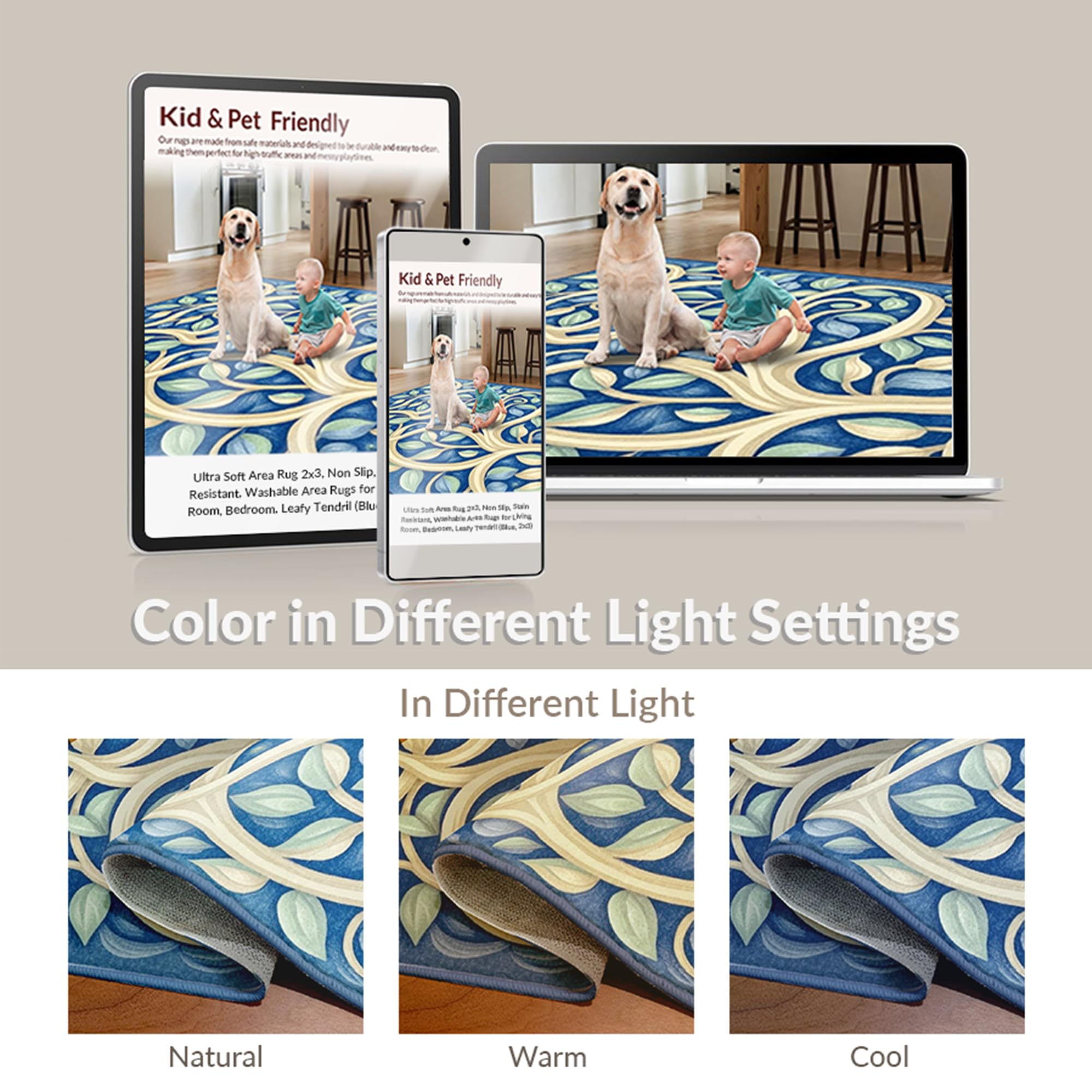 Abstract Agate Pattern Blue Rug