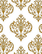 Elegant Gold Scrollwork Damask Design Rug