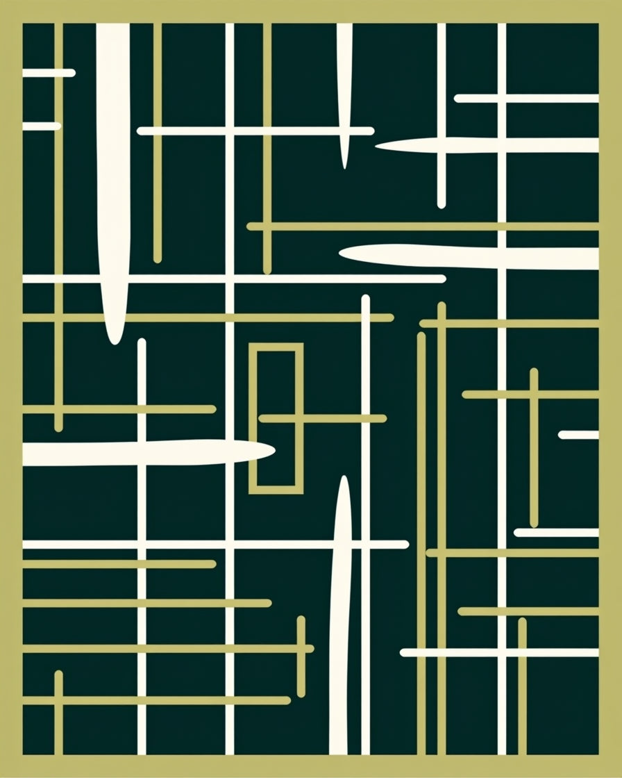 Abstract Geometric Line Art Rug