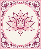 Pink Lotus Floral Border Design Rug