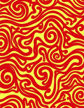 Vibrant Red Yellow Swirls Pattern Rug