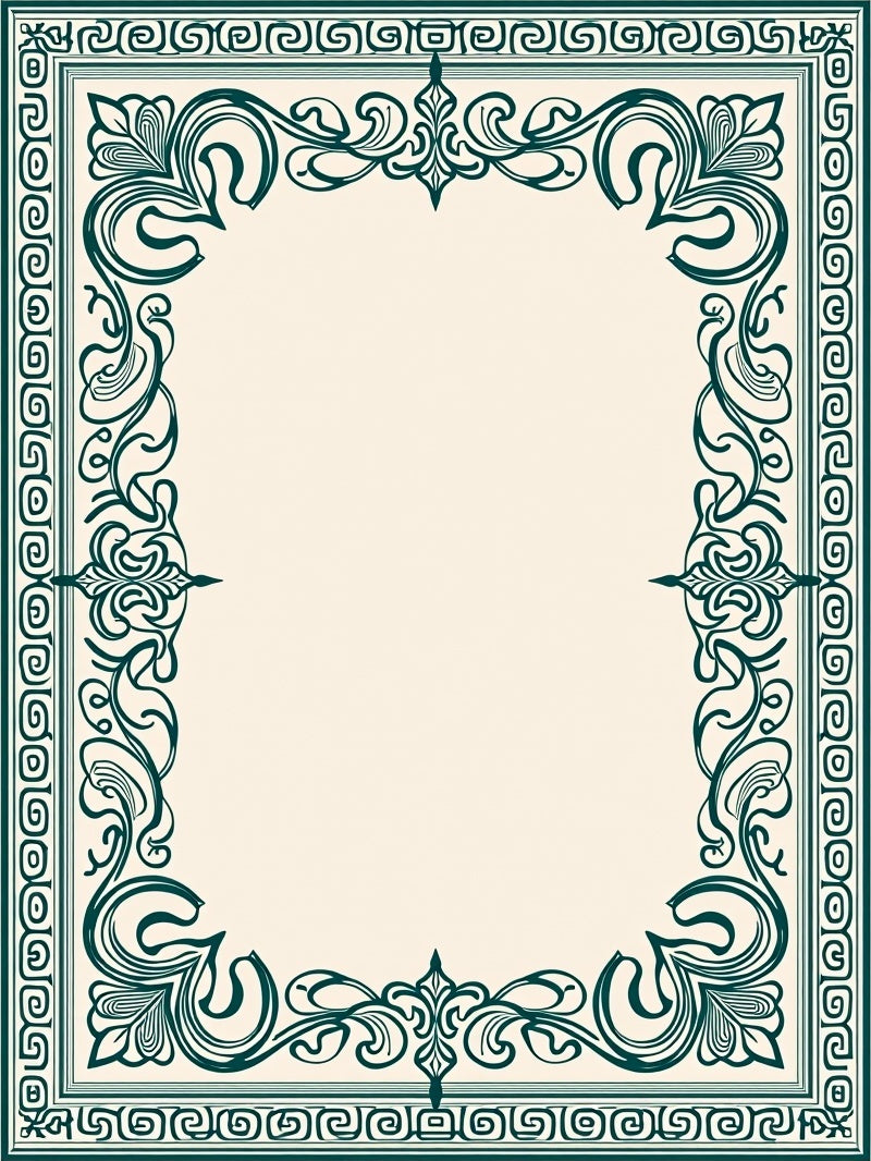Elegant Flourish Border Design Rug
