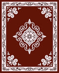 Ornate Floral Border White Design Rug