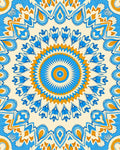 Radiant Blue Orange Intricate Mandala Rug