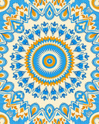 Radiant Blue Orange Intricate Mandala Rug