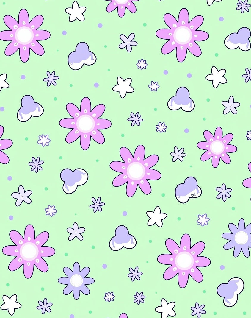 Cute Pastel Floral Bloom Pattern Rug