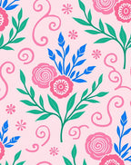 Whimsical Floral Swirl Pattern Rug