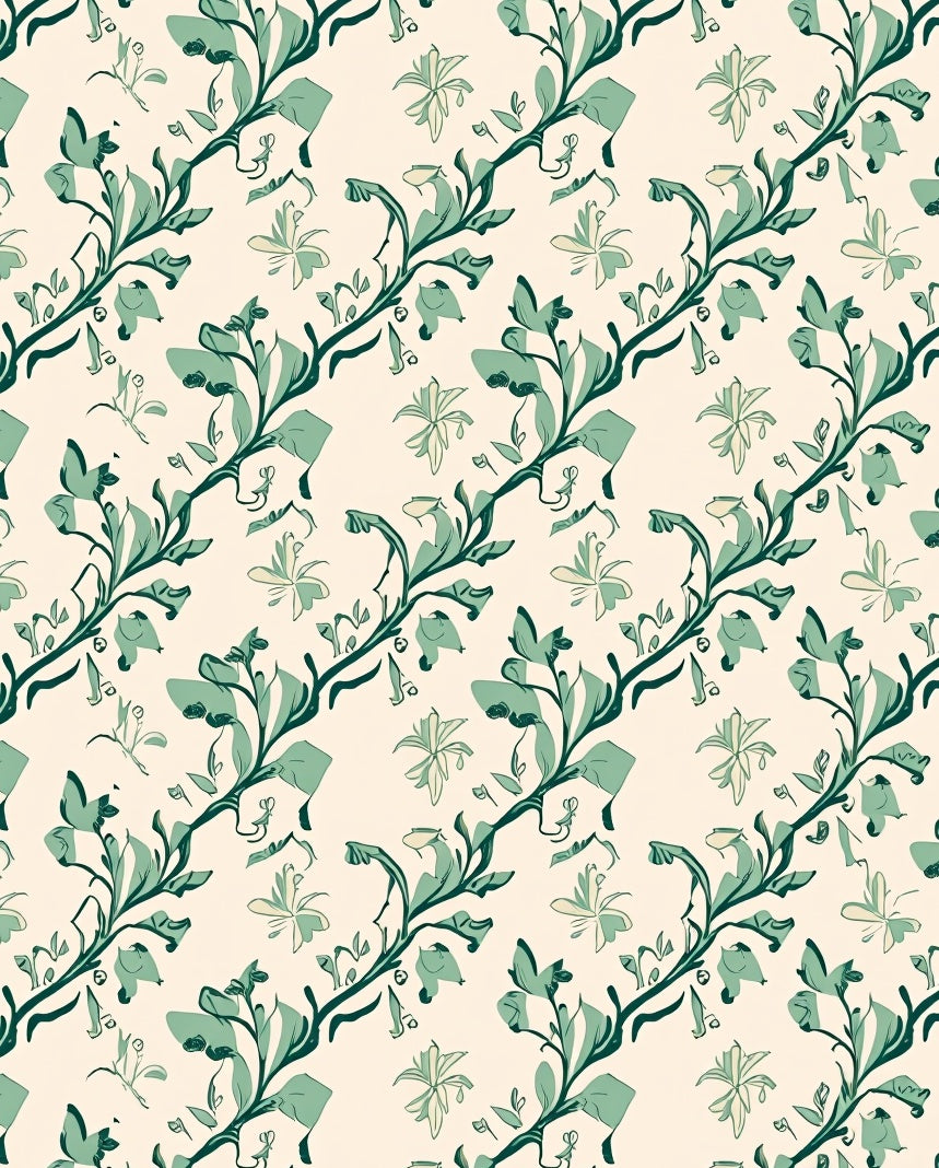 Sage Green Botanical Tangle Design Rug