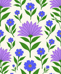 Charming Floral Pattern with Blue Purple Blooms Rug