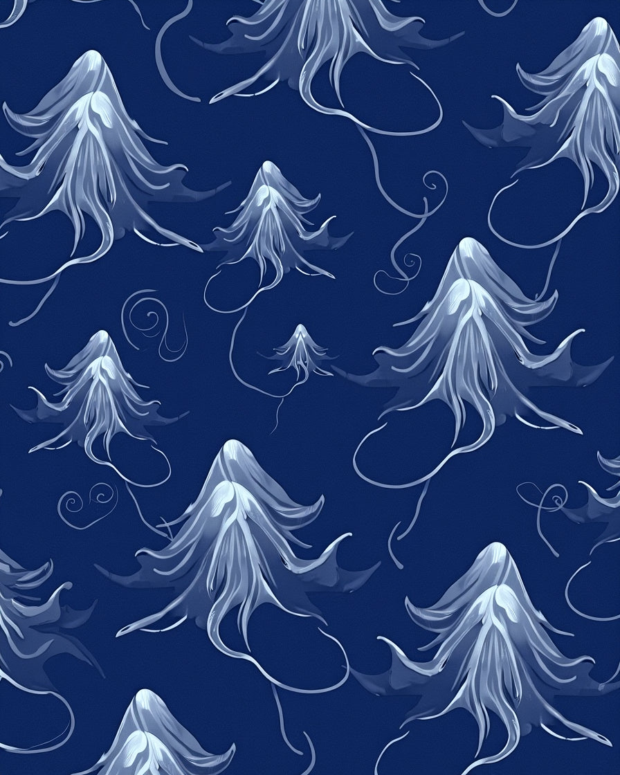 Ethereal Deep Blue Jellyfish Pattern Rug