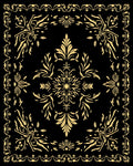 Golden Floral Medallion Black Vintage Rug