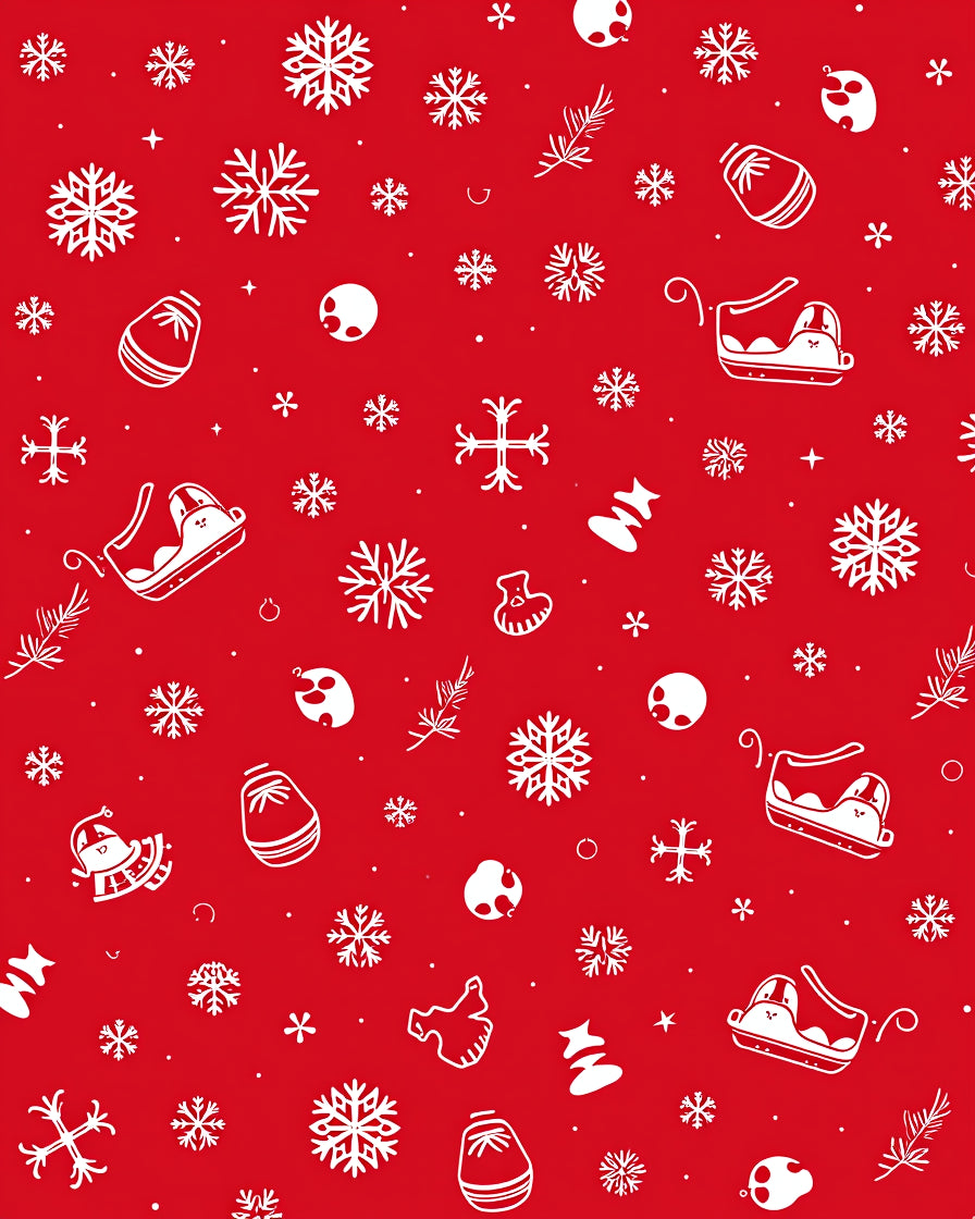 Whimsical Red Snowflakes Pattern Rug