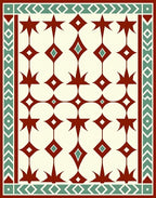 Art Deco Inspired Diamond Star Pattern Rug