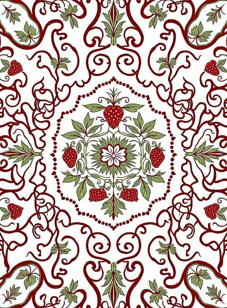 Vine and Strawberry Mandala Pattern Rug