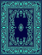 Intricate Teal Floral Scrollwork Design Rug