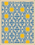 Blue Yellow Floral Medallion Geometric Design Rug