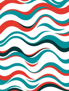 Red Teal Wavy Pattern Design Rug