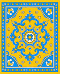Sunny Blue Geometric Floral Rug