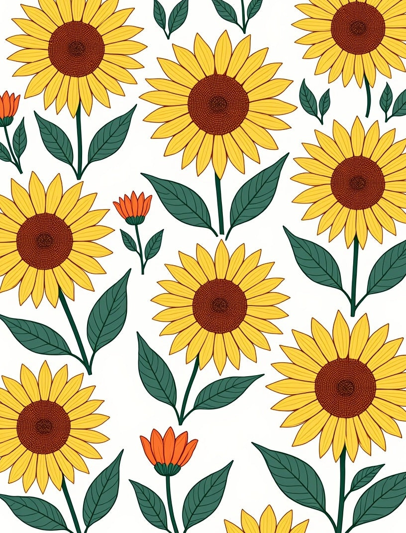 Bright Yellow Sunflowers Floral Pattern Rug
