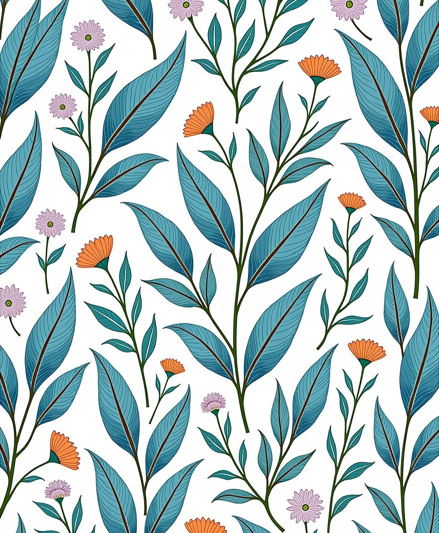 Colorful Floral Leaf Pattern Design Rug