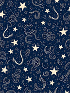 Playful Stars Swirls Pattern Rug