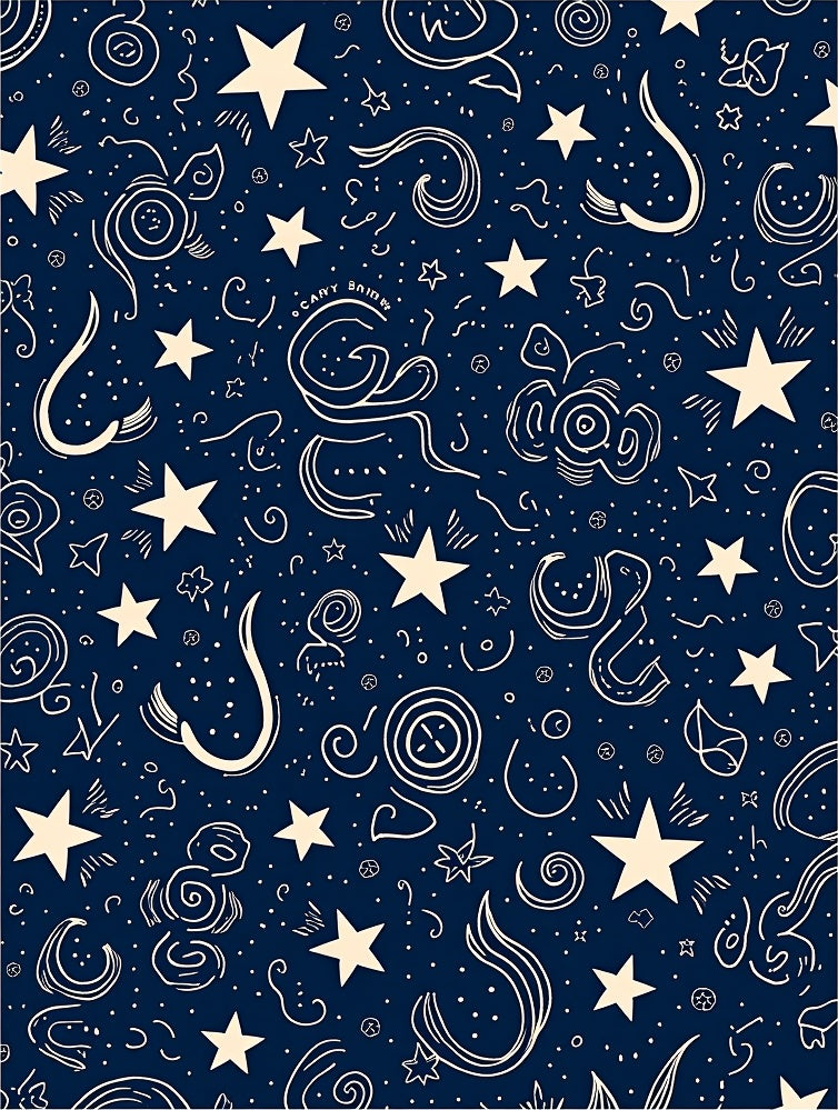 Playful Stars Swirls Pattern Rug