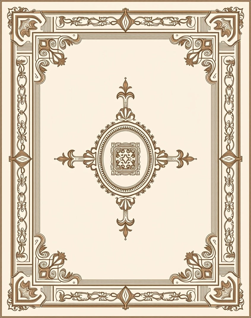 Ornate Floral Border Antique Design Rug