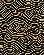 Elegant Gold Wave Pattern Rug
