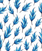 Cool Blue Leaf Pattern Rug