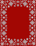White Snowflake Border Red Rug