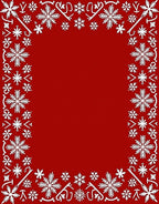 White Snowflake Border Red Rug