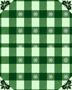 Green Gingham Snowflake Pattern Rug