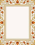 Golden Floral Ornate Border Design Rug