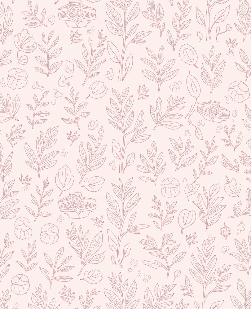 Blush Floral Outline Pattern Rug