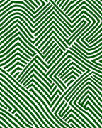 Green White Intersecting Geometric Stripes Rug