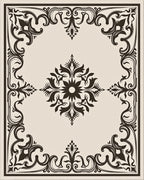 Ornate Scrollwork Floral Centerpiece Rug
