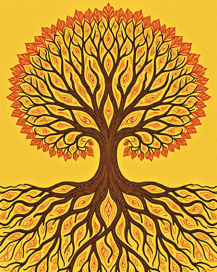 Stylized Tree Root Pattern Rug