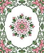 Pink Floral Swirl Frame Design Rug