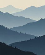 Misty Mountain Silhouette Pattern Rug