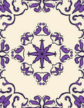 Regal Purple Floral Symmetry Design Rug