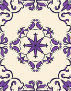 Regal Purple Floral Symmetry Design Rug