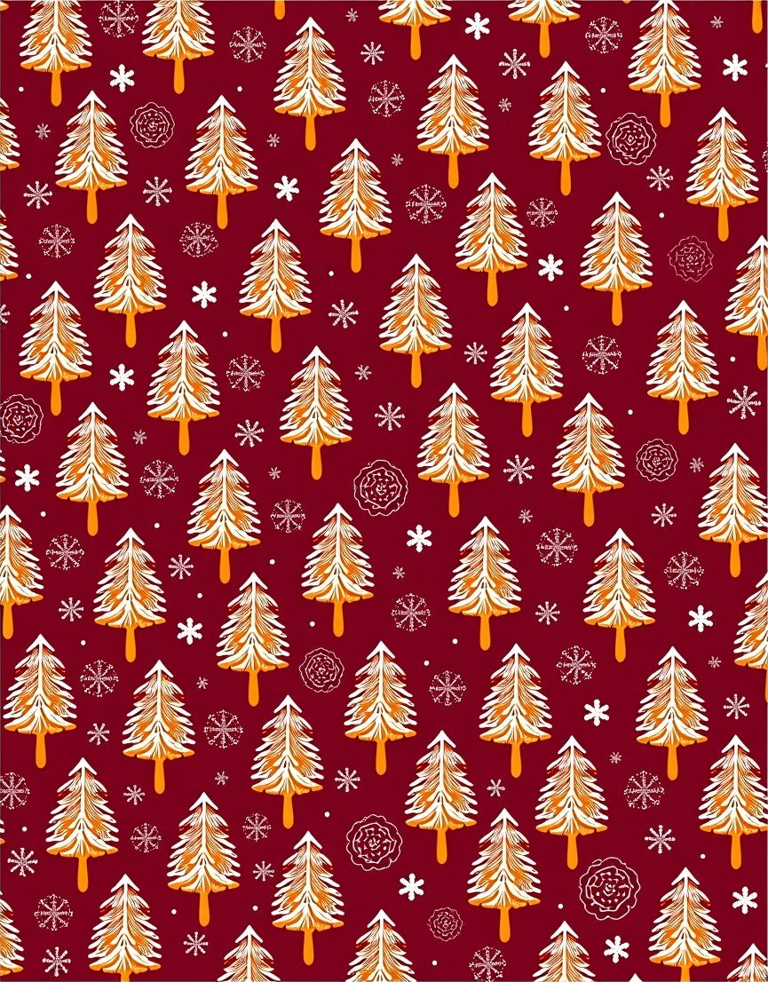 Festive Pinecone Snowflakes Motif Rug