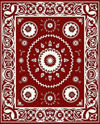 Crimson Mandala Patterned Rug