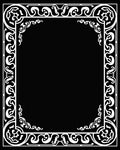 Ornate White Scrollwork Border Design Rug