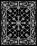 Black White Floral Damask Pattern Rug