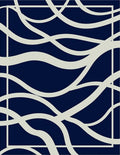 Navy Cream Abstract Flow Rug