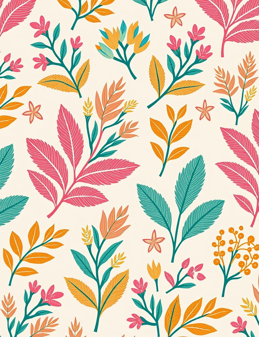 Vibrant Floral Branch Pattern Design Rug
