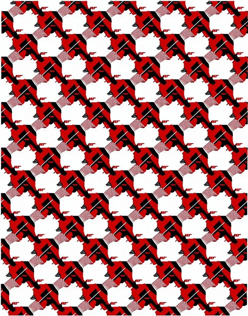 Bold Red Black Houndstooth Pattern Rug