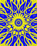 Vibrant Yellow Blue Organic Symmetry Rug