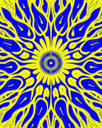 Vibrant Yellow Blue Organic Symmetry Rug